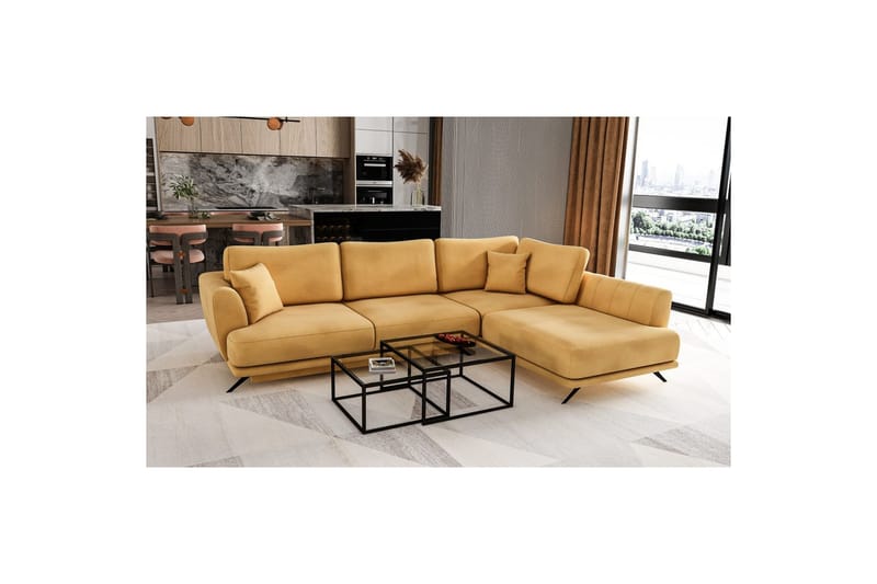 Sektion Eltap Larde 286x191x90 cm - Loco 45, Gul, Höger - Möbler - Soffa - Bäddsoffa