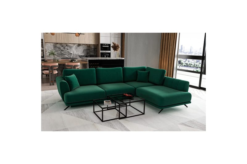 Sektion Eltap Larde 286x191x90 cm - Lukso 35, Mörkgrön, Höger - Möbler - Soffa - Bäddsoffa