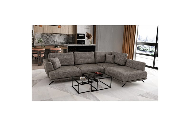 Sektion Eltap Larde 286x191x90 cm - Marte 130, Grå, Höger - Möbler - Soffa - Bäddsoffa