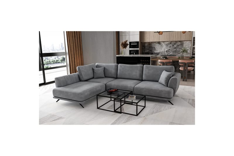 Sektion Eltap Larde 286x191x90 cm - Nube 3, Ljusgrå, Vänster - Möbler - Soffa - Bäddsoffa