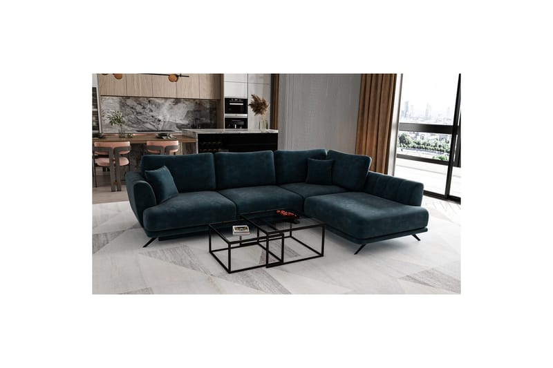Sektion Eltap Larde 286x191x90 cm - Nube 40, Blå, Höger - Möbler - Soffa - Bäddsoffa