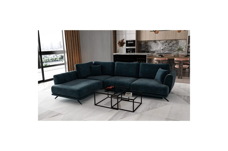 Sektion Eltap Larde 286x191x90 cm - Nube 40, Blå, Vänster - Möbler - Soffa - Bäddsoffa