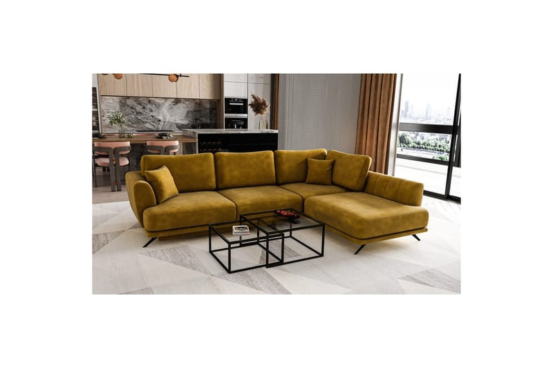Sektion Eltap Larde 286x191x90 cm - Nube 45, Gul, Höger - Möbler - Soffa - Bäddsoffa