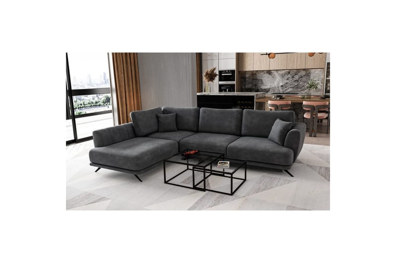 Sektion Eltap Larde 286x191x90 cm - Nube 6, Mörkgrå, Vänster - Möbler - Soffa - Bäddsoffa