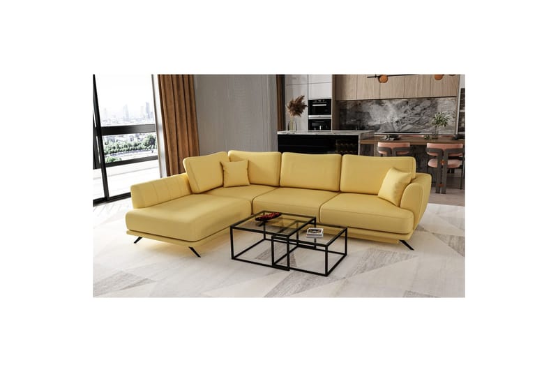 Sektion Eltap Larde 286x191x90 cm - Savoi 45, Gul, Vänster - Möbler - Soffa - Bäddsoffa
