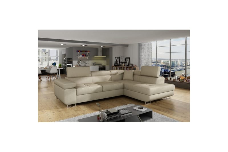 Sektionssoffa Eltap Anton 272x203x85 cm - Jarell 18, Ljusbeige, Höger - Möbler - Soffa - Bäddsoffa