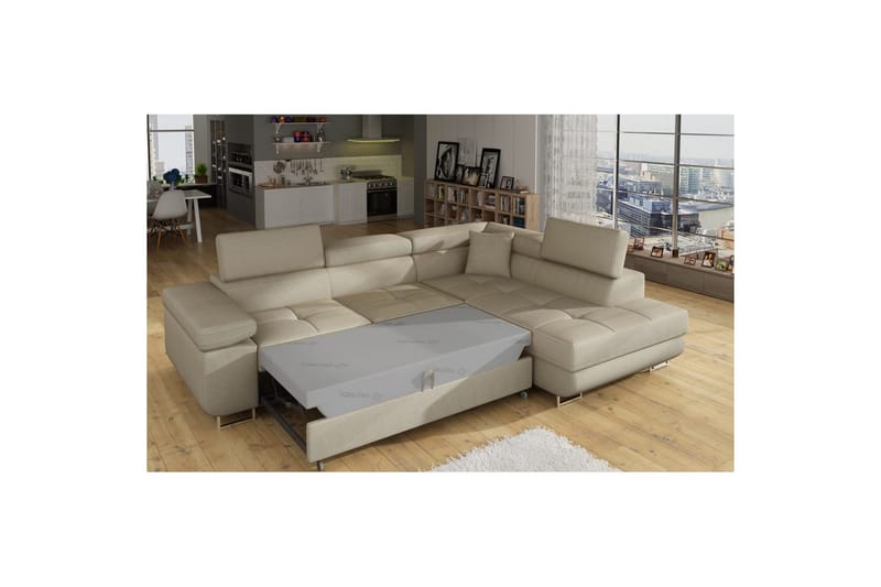 Sektionssoffa Eltap Anton 272x203x85 cm - Jarell 18, Ljusbeige, Höger - Möbler - Soffa - Bäddsoffa