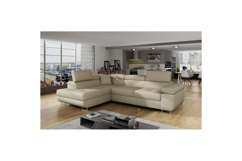 Sektionssoffa Eltap Anton 272x203x85 cm - Jarell 18, Ljusbeige, Vänster - Möbler - Soffa - Bäddsoffa