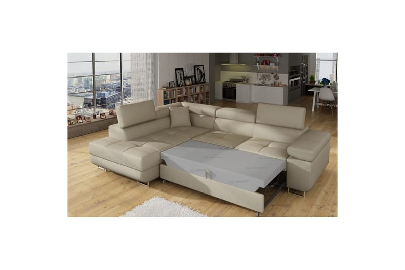 Sektionssoffa Eltap Anton 272x203x85 cm - Jarell 18, Ljusbeige, Vänster - Möbler - Soffa - Bäddsoffa