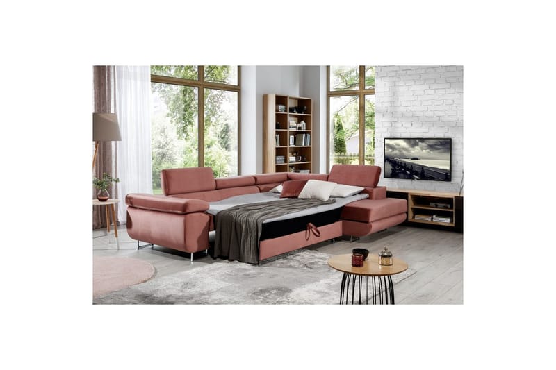Sektionssoffa Eltap Anton 272x203x85 cm - Monolith 63, Rosa, Höger - Möbler - Soffa - Bäddsoffa