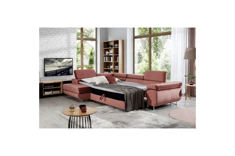 Sektionssoffa Eltap Anton 272x203x85 cm - Monolith 63, Rosa, Vänster - Möbler - Soffa - Bäddsoffa