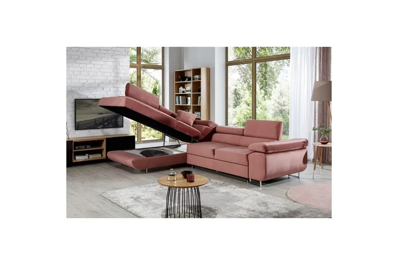 Sektionssoffa Eltap Anton 272x203x85 cm - Monolith 63, Rosa, Vänster - Möbler - Soffa - Bäddsoffa