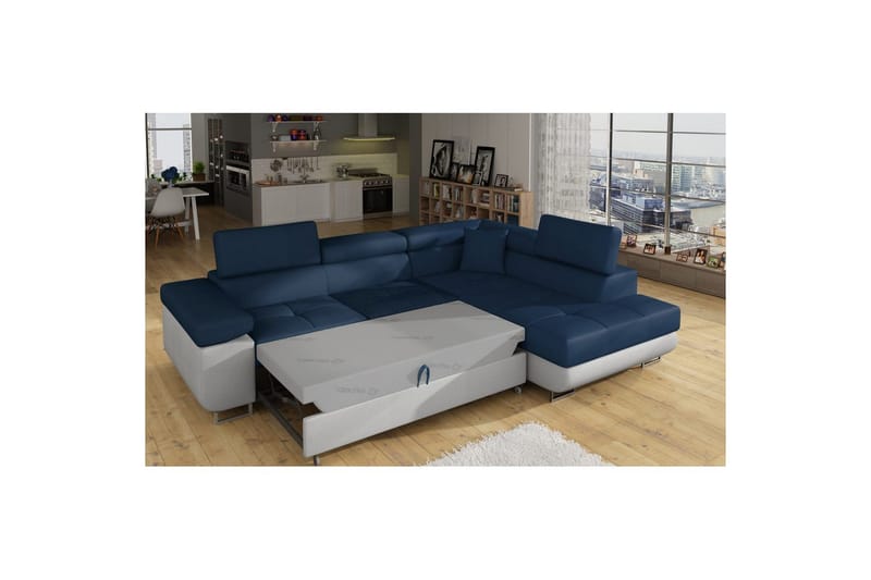Sektionssoffa Eltap Anton 272x203x85 cm - Monolith 77, Monolith 84, Blå, Ljusgrå, Höger - Möbler - Soffa - Bäddsoffa
