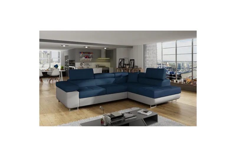 Sektionssoffa Eltap Anton 272x203x85 cm - Monolith 77, Monolith 84, Blå, Ljusgrå, Höger - Möbler - Soffa - Bäddsoffa