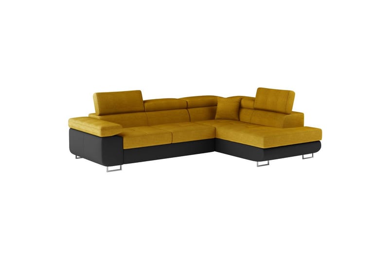 Sektionssoffa Eltap Anton 272x203x85 cm - Omega 68, Soft 11, Gul, Svart, Höger - Möbler - Soffa - Bäddsoffa