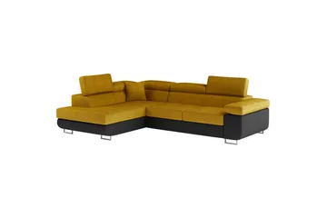 Sektionssoffa Eltap Anton 272x203x85 cm - Omega 68, Soft 11, Gul, Svart, Vänster - Möbler - Soffa - Bäddsoffa