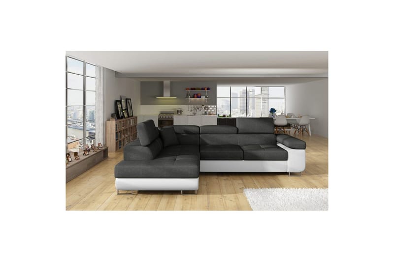 Sektionssoffa Eltap Anton 272x203x85 cm - Sawana 05, Soft 17, Grå, Vit, Vänster - Möbler - Soffa - Bäddsoffa