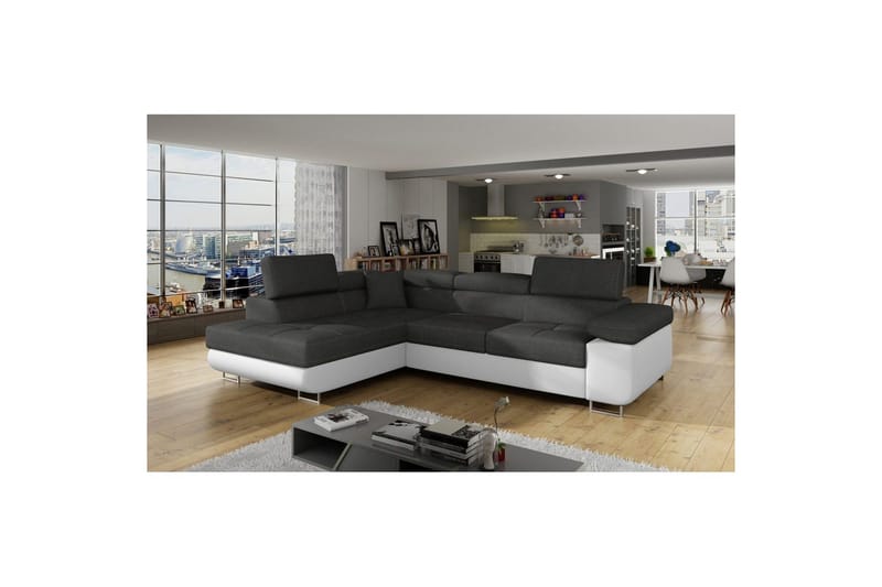 Sektionssoffa Eltap Anton 272x203x85 cm - Sawana 05, Soft 17, Grå, Vit, Vänster - Möbler - Soffa - Bäddsoffa