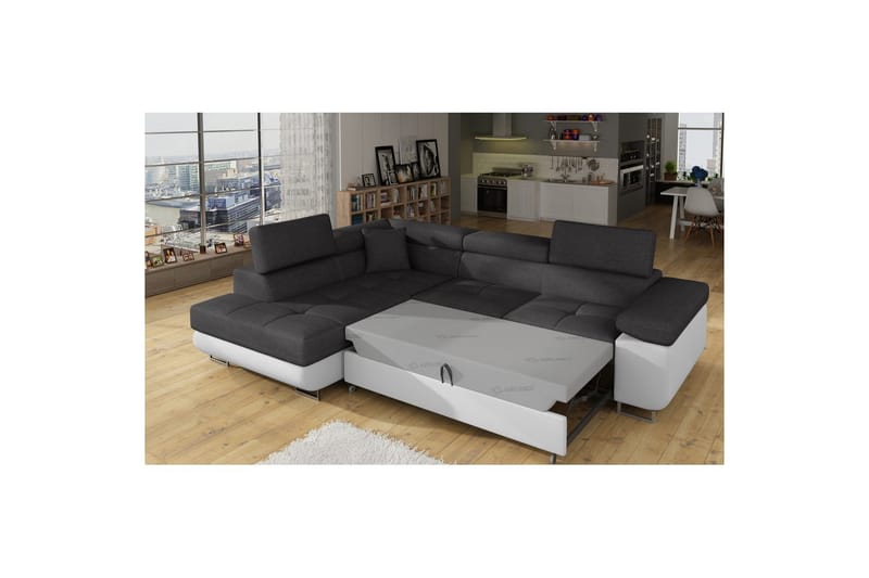 Sektionssoffa Eltap Anton 272x203x85 cm - Sawana 05, Soft 17, Grå, Vit, Vänster - Möbler - Soffa - Bäddsoffa