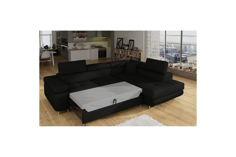 Sektionssoffa Eltap Anton 272x203x85 cm - Sawana 14, Svart, Höger - Möbler - Soffa - Bäddsoffa