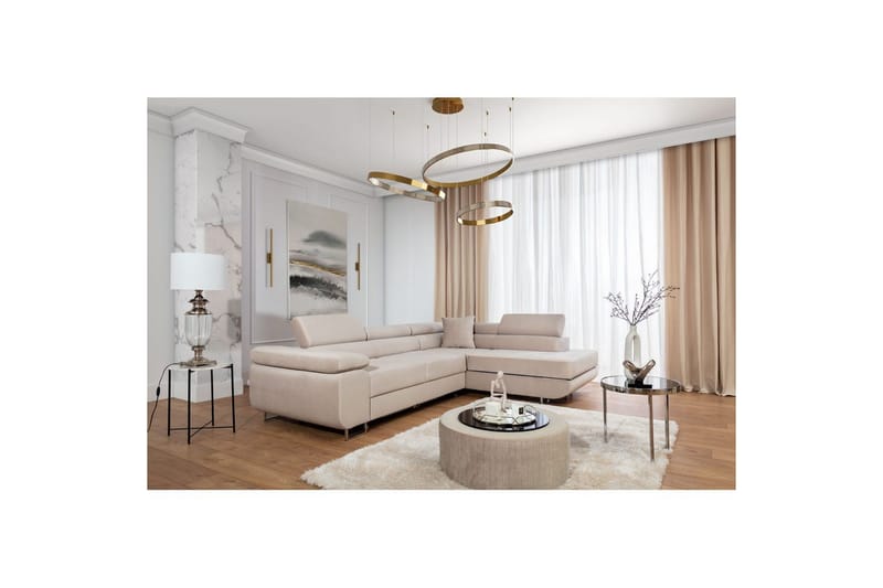 Sektionssoffa Eltap Anton 272x203x85 cm - Paros 02, Beige, Höger - Möbler - Soffa - Bäddsoffa