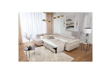 Sektionssoffa Eltap Anton 272x203x85 cm - Paros 02, Beige, Vänster - Möbler - Soffa - Bäddsoffa