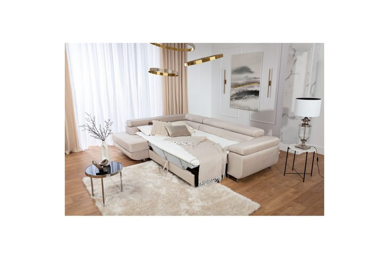 Sektionssoffa Eltap Anton 272x203x85 cm - Paros 02, Beige, Vänster - Möbler - Soffa - Bäddsoffa