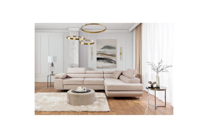 Sektionssoffa Eltap Anton 272x203x85 cm - Paros 02, Beige, Höger - Möbler - Soffa - Bäddsoffa