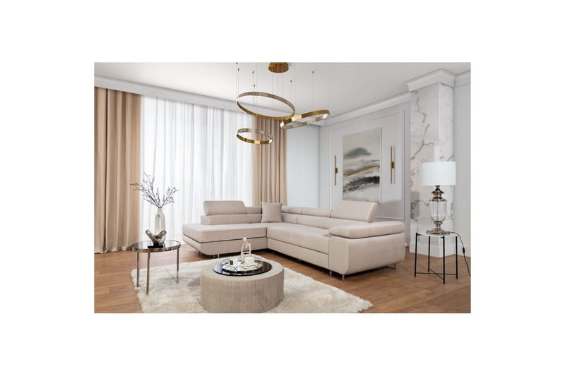 Sektionssoffa Eltap Anton 272x203x85 cm - Paros 02, Beige, Vänster - Möbler - Soffa - Bäddsoffa