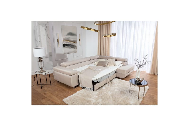 Sektionssoffa Eltap Anton 272x203x85 cm - Paros 02, Beige, Höger - Möbler - Soffa - Bäddsoffa