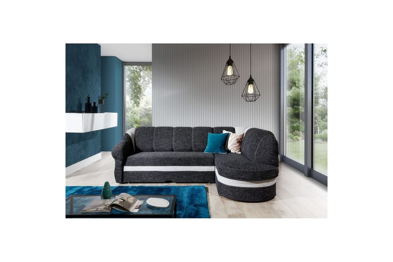 Sektionssoffa Eltap Benano 250x85x180 cm - Berlin 02, Berlin 10, Svart, Ljusgrå, Höger - Möbler - Soffa - Bäddsoffa