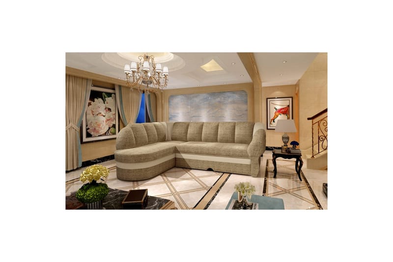 Sektionssoffa Eltap Benano 250x85x180 cm - Berlin 03, Mjuk 33, Beige, Vänster - Möbler - Soffa - Bäddsoffa