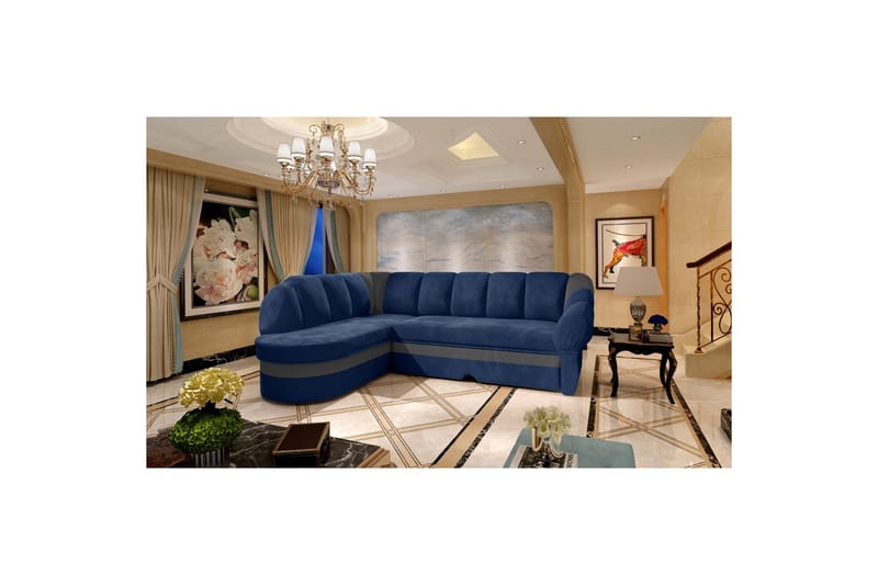 Sektionssoffa Eltap Benano 250x85x180 cm, Kronos 09, Paros 06, Mörkblå, Grå, Vänster