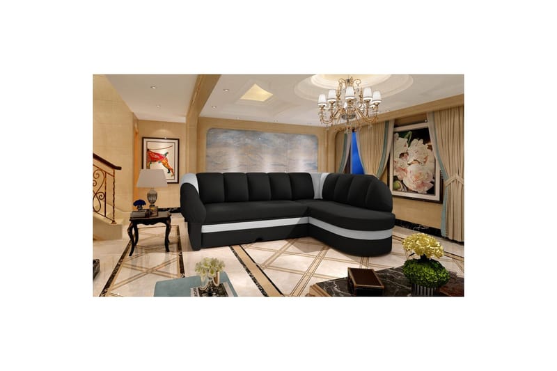 Sektionssoffa Eltap Benano 250x85x180 cm - Sawana 14, Soft 17, Svart, Vit, Höger - Möbler - Soffa - Bäddsoffa