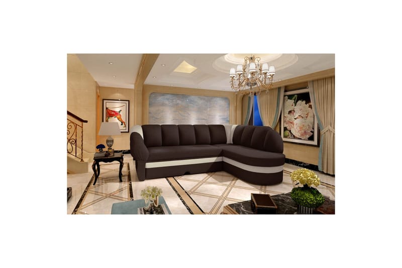 Sektionssoffa Eltap Benano 250x85x180 cm - Sawana 16, Soft 33, Brun, Beige, Höger - Möbler - Soffa - Bäddsoffa