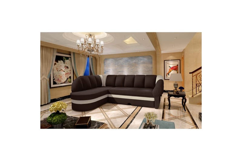 Sektionssoffa Eltap Benano 250x85x180 cm - Sawana 16, Soft 33, Brun, Beige, Vänster - Möbler - Soffa - Bäddsoffa