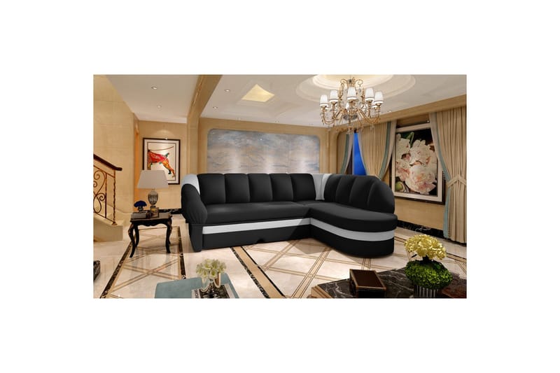 Sektionssoffa Eltap Benano 250x85x180 cm - Soft 11, Soft 17, Svart, Vit, Höger - Möbler - Soffa - Bäddsoffa