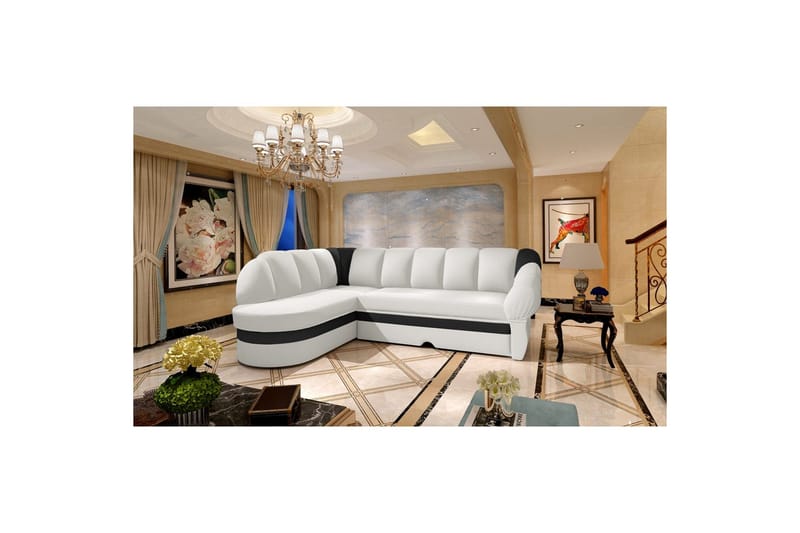 Sektionssoffa Eltap Benano 250x85x180 cm - Soft 17, Soft 11, Svart, Vit, Vänster - Möbler - Soffa - Bäddsoffa