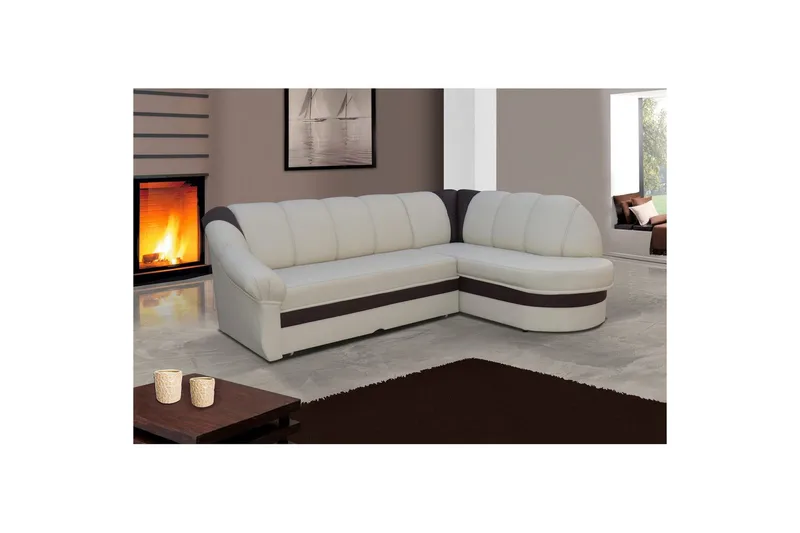 Sektionssoffa Eltap Benano 250x85x180 cm - Soft 33, Soft 66, Beige, Mörkbrun, Höger - Möbler - Soffa - Bäddsoffa