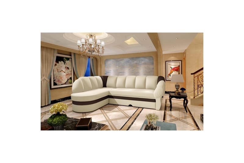 Sektionssoffa Eltap Benano 250x85x180 cm - Soft 33, Soft 66, Beige, Mörkbrun, Vänster - Möbler - Soffa - Bäddsoffa