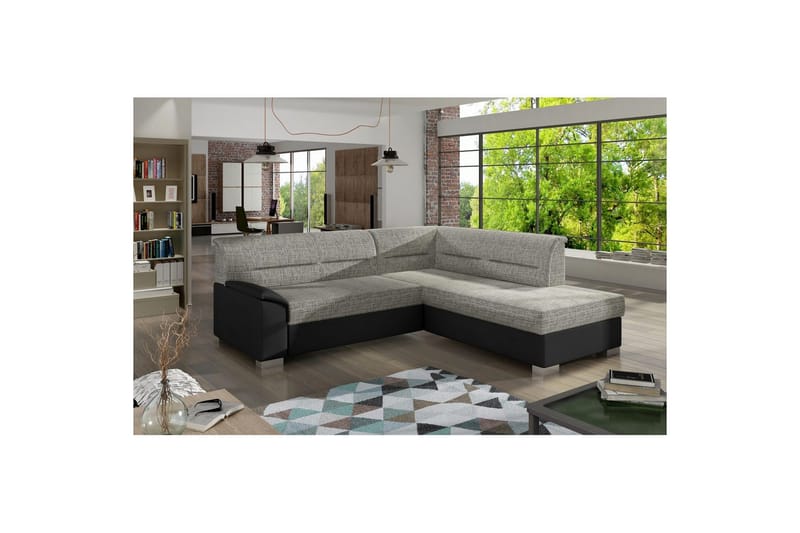 Sektionssoffa Eltap Bergen 247x214x83 cm - Berlin 01, Soft 11, Grå, Svart, Höger - Möbler - Soffa - Bäddsoffa