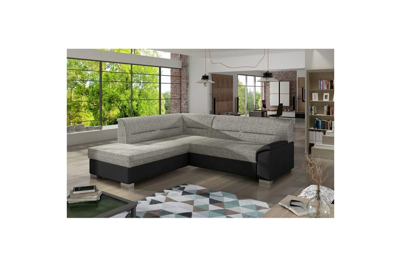Sektionssoffa Eltap Bergen 247x214x83 cm - Berlin 01, Soft 11, Grå, Svart, Vänster - Möbler - Soffa - Bäddsoffa