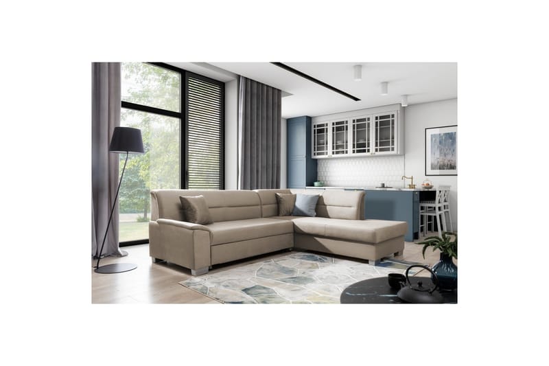 Sektionssoffa Eltap Bergen 247x214x83 cm - Monolith 09, Mörkbeige, Höger - Möbler - Soffa - Bäddsoffa