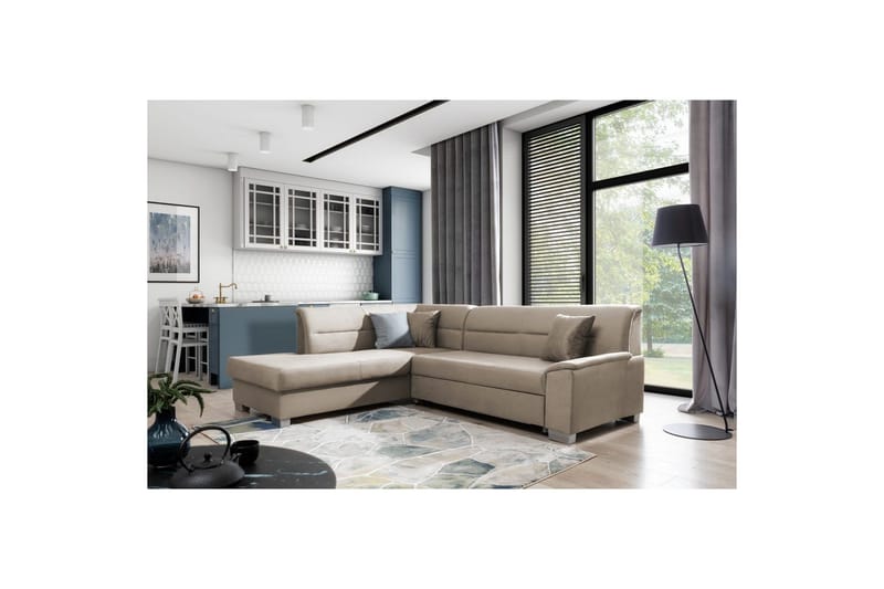 Sektionssoffa Eltap Bergen 247x214x83 cm - Monolith 09, Mörkbeige, Vänster - Möbler - Soffa - Bäddsoffa