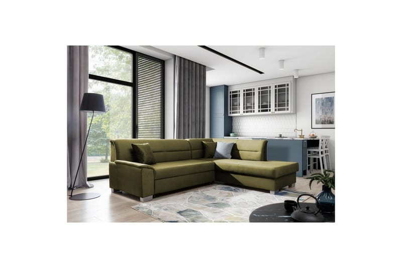 Sektionssoffa Eltap Bergen 247x214x83 cm - Monolith 38, Grön, Höger - Möbler - Soffa - Bäddsoffa