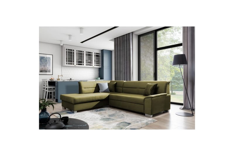 Sektionssoffa Eltap Bergen 247x214x83 cm - Monolith 38, Grön, Vänster - Möbler - Soffa - Bäddsoffa