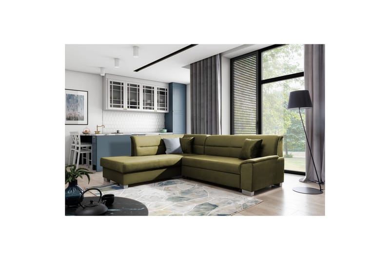 Sektionssoffa Eltap Bergen 247x214x83 cm - Monolith 38, Grön, Vänster - Möbler - Soffa - Bäddsoffa