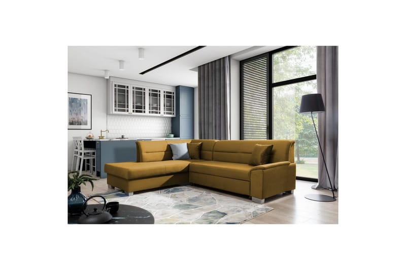Sektionssoffa Eltap Bergen 247x214x83 cm - Monolith 48, Gul, Vänster - Möbler - Soffa - Bäddsoffa