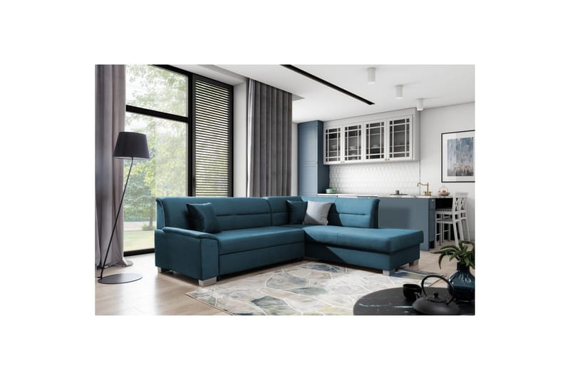 Sektionssoffa Eltap Bergen 247x214x83 cm - Monolith 77, Blå, Höger - Möbler - Soffa - Bäddsoffa