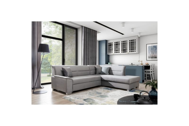 Sektionssoffa Eltap Bergen 247x214x83 cm - Monolith 84, Monolith 85, Ljusgrå, Grå, Höger - Möbler - Soffa - Bäddsoffa
